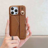 Wallet Card Holder Phone Case with Wrist Strap for iPhone 16 Series
